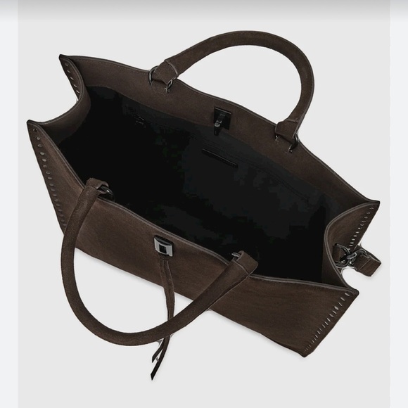 Rebecca Minkoff Suede Daren Tote Chocolate Brown - Picture 4 of 8